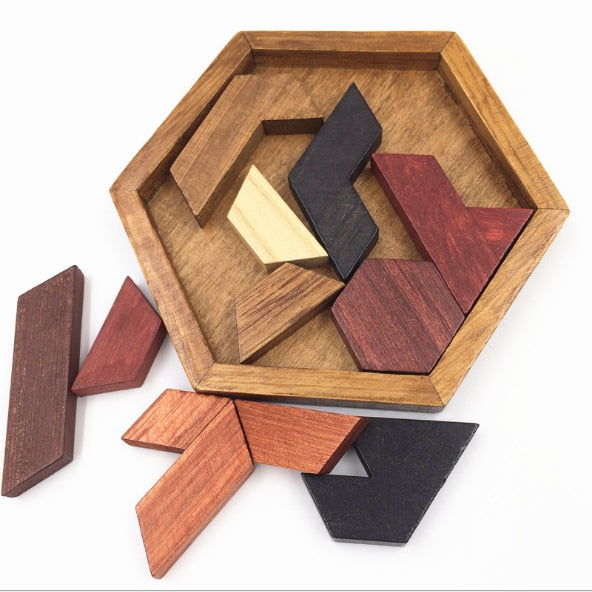 Hexagonal Wooden Geometric Jigsaw Puzzle
